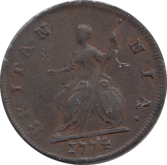 1774 FARTHING ( GVF ) - FARTHING - Cambridgeshire Coins