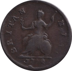 1774 FARTHING ( GVF ) - FARTHING - Cambridgeshire Coins