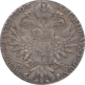 1780 SILVER MARIA THERESA TRADE THALER - SILVER WORLD COINS - Cambridgeshire Coins