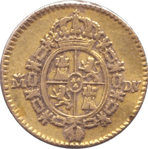1786 GOLD HALF ESCUDO SPAIN - GOLD WORLD COINS - Cambridgeshire Coins