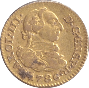 1786 GOLD HALF ESCUDO SPAIN - GOLD WORLD COINS - Cambridgeshire Coins