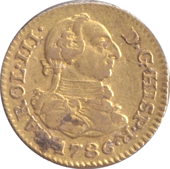 1786 GOLD HALF ESCUDO SPAIN - GOLD WORLD COINS - Cambridgeshire Coins