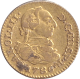 1786 GOLD HALF ESCUDO SPAIN - GOLD WORLD COINS - Cambridgeshire Coins