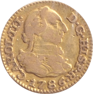 1786 GOLD HALF ESCUDO SPAIN - GOLD WORLD COINS - Cambridgeshire Coins