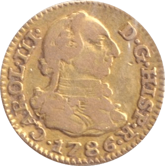 1786 GOLD HALF ESCUDO SPAIN - GOLD WORLD COINS - Cambridgeshire Coins