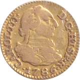 1786 GOLD HALF ESCUDO SPAIN - GOLD WORLD COINS - Cambridgeshire Coins