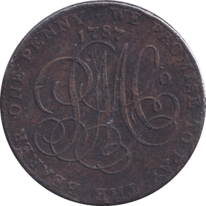 1787 DRUID PENNY TOKEN - PENNY TOKEN - Cambridgeshire Coins