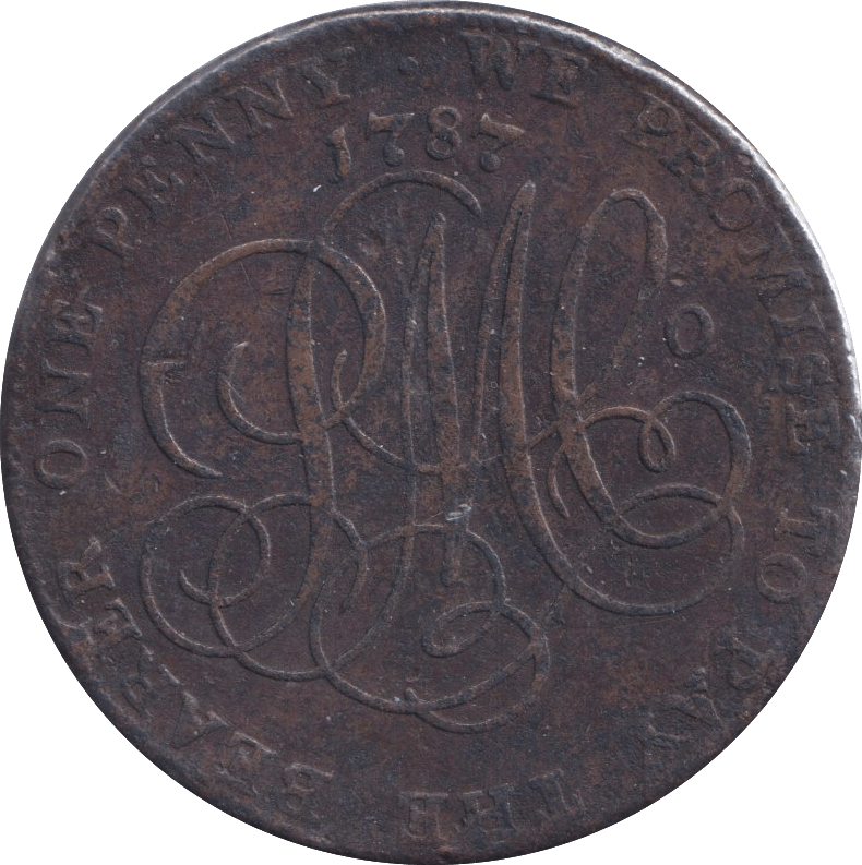 1787 DRUID PENNY TOKEN - PENNY TOKEN - Cambridgeshire Coins