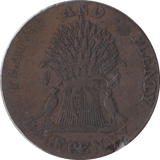 1787 HALFPENNY PEACE AND PLENTY TOKEN HM AND CO. DUBLIN - HALFPENNY TOKENS - Cambridgeshire Coins