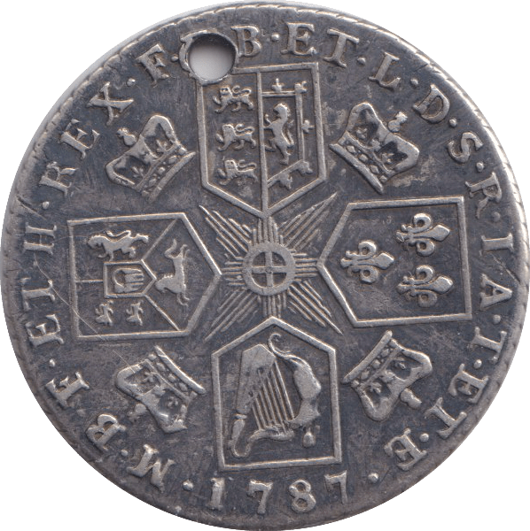 1787 SHILLING ( VF ) HOLED - SHILLING - Cambridgeshire Coins