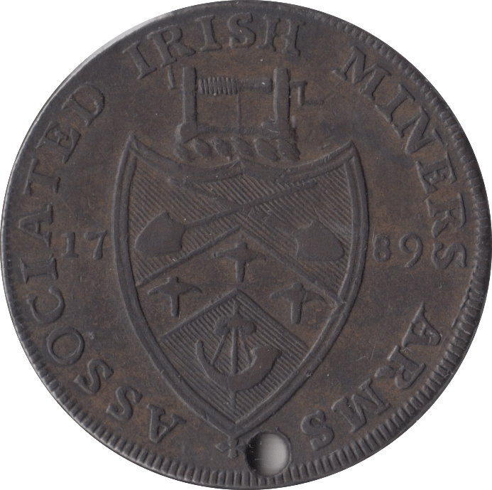 1789 IRELAND MINERS ARMS HALFPENNY TOKEN - HALFPENNY TOKENS - Cambridgeshire Coins