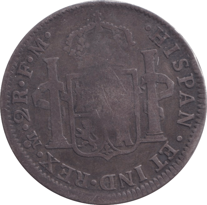 1789 SILVER 2 REALE MEXICO COUNTERSTAMP - SILVER WORLD COINS - Cambridgeshire Coins