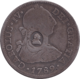 1789 SILVER 2 REALE MEXICO COUNTERSTAMP - SILVER WORLD COINS - Cambridgeshire Coins