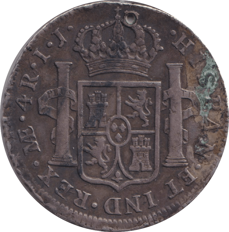 1789 SILVER 4 REALES SPAIN HOLED - SILVER WORLD COINS - Cambridgeshire Coins