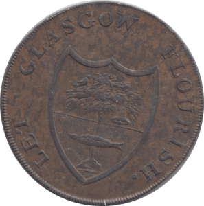 1790 GLASGOW SEA GOD HALFPENNY TOKEN - HALFPENNY TOKEN - Cambridgeshire Coins