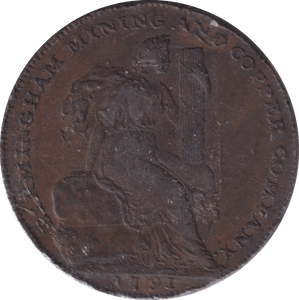 1791 HALFPENNY TOKEN BIRMINGHAM - HALFPENNY TOKEN - Cambridgeshire Coins