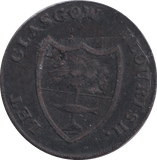 1791 HALFPENNY TOKEN GLASGOW - HALFPENNY TOKEN - Cambridgeshire Coins