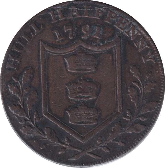1791 HALFPENNY TOKEN HULL - HALFPENNY TOKEN - Cambridgeshire Coins