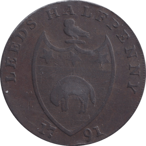 1791 HALFPENNY TOKEN LEEDS BISHOP - HALFPENNY TOKEN - Cambridgeshire Coins