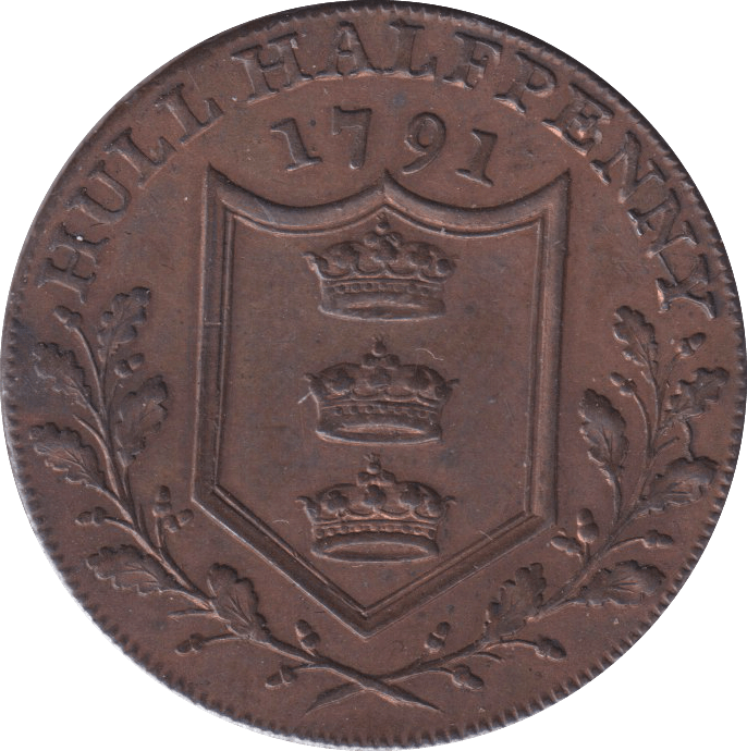 1791 HULL HALFPENNY TOKEN - HALFPENNY TOKEN - Cambridgeshire Coins