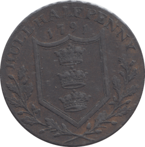 1791 HULL HALFPENNY TOKEN - HALFPENNY - Cambridgeshire Coins