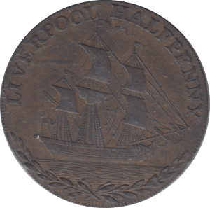 1791 LIVERPOOL HALFPENNY TOKEN - HALFPENNY TOKEN - Cambridgeshire Coins