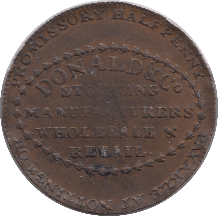 1792 DONALD AND CO HALFPENNY TOKEN BIRMINGHAM - HALFPENNY TOKEN - Cambridgeshire Coins