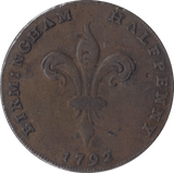 1792 HALFPENNY TOKEN BIRMINGHAM - HALFPENNY TOKENS - Cambridgeshire Coins