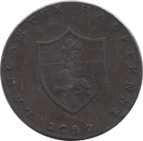 1792 HALFPENNY TOKEN LANCASTER - HALFPENNY TOKENS - Cambridgeshire Coins