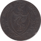 1792 HALFPENNY TOKEN LIVERPOOL SHIP SHIELD OF ARMS - HALFPENNY TOKEN - Cambridgeshire Coins