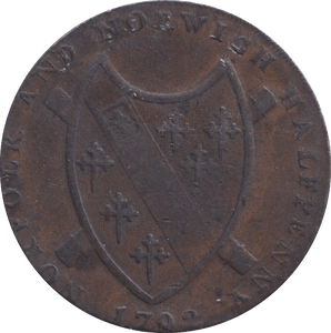 1792 HALFPENNY TOKEN NORWICH - HALFPENNY TOKEN - Cambridgeshire Coins