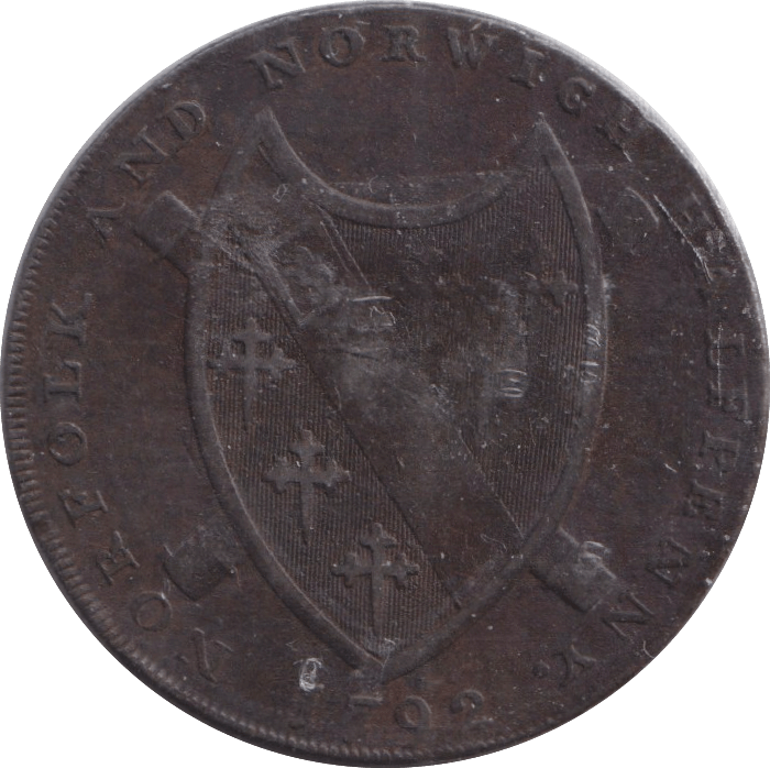 1792 HALFPENNY TOKEN NORWICH - HALFPENNY TOKEN - Cambridgeshire Coins
