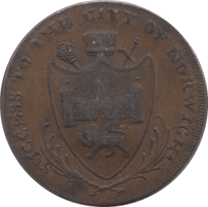1792 HALFPENNY TOKEN NORWICH - HALFPENNY TOKENS - Cambridgeshire Coins