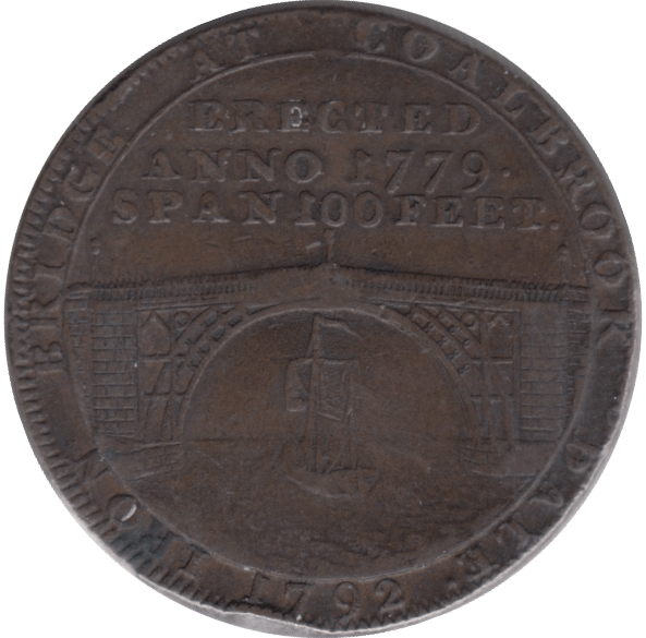 1792 HALFPENNY TOKEN SHROPSHIRE COLBROOK DALE IRON BRIDGE - HALFPENNY TOKENS - Cambridgeshire Coins