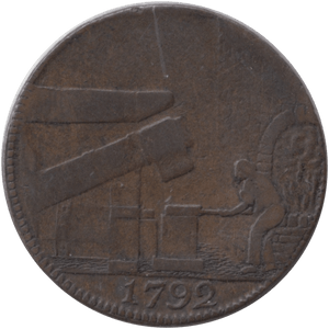 1792 HALFPENNY TOKEN WILKINSON IRONWORKS ANGLSEY LONDON LIVERPOOL - HALFPENNY TOKENS - Cambridgeshire Coins