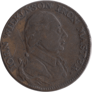 1792 HALFPENNY TOKEN WILKINSON IRONWORKS ANGLSEY LONDON LIVERPOOL - HALFPENNY TOKENS - Cambridgeshire Coins