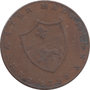 1792 LANCASTER HALFPENNY TOKEN - PENNY TOKEN - Cambridgeshire Coins