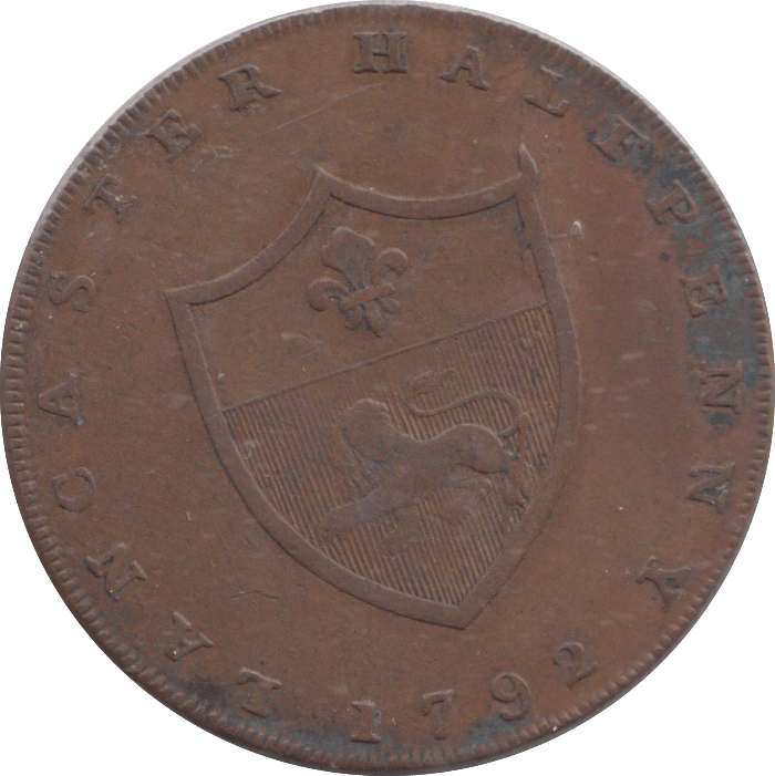 1792 LANCASTER HALFPENNY TOKEN - PENNY TOKEN - Cambridgeshire Coins