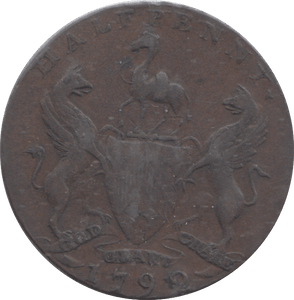 1792 MANCHESTER HALFPENNY TOKEN - HALFPENNY TOKEN - Cambridgeshire Coins