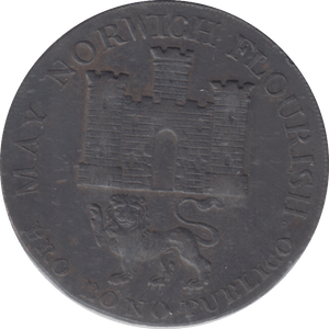 1792 NORWICH ARMS CASTLE HALFPENNY TOKEN - HALFPENNY TOKEN - Cambridgeshire Coins