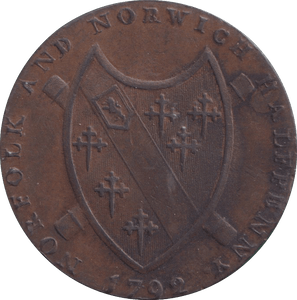 1792 TOKEN NORWICH ARMS CASTLE - OTHER TOKENS - Cambridgeshire Coins