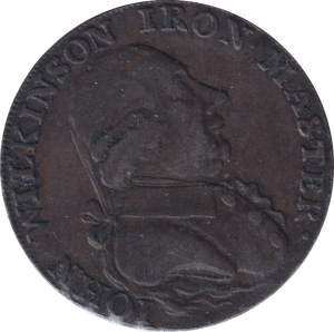 1792 WILKINSON IRON MASTER HALFPENNY TOKEN - HALFPENNY TOKEN - Cambridgeshire Coins