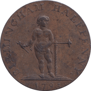 1793 BIRMINGHAM HALFPENNY TOKEN - HALFPENNY TOKEN - Cambridgeshire Coins