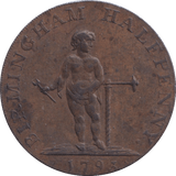 1793 BIRMINGHAM HALFPENNY TOKEN - HALFPENNY TOKEN - Cambridgeshire Coins