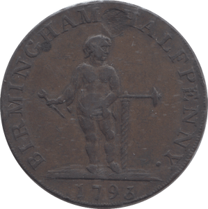 1793 BIRMINGHAM HALFPENNY TOKEN - HALFPENNY TOKEN - Cambridgeshire Coins