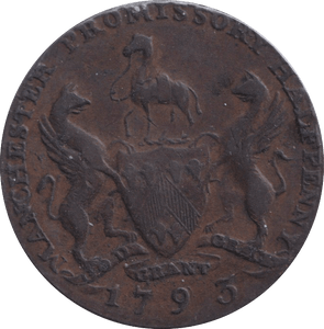 1793 HALF PENNY TOKEN EAST INDIA CO MANCHESTER - HALFPENNY TOKEN - Cambridgeshire Coins