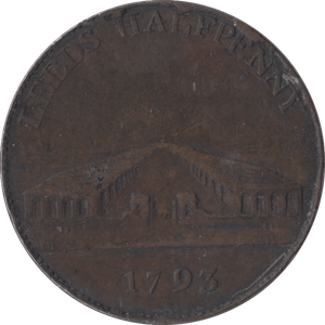 1793 HALF PENNY WOOLEN MANUFACTORY TOKEN LEEDS - HALFPENNY TOKENS - Cambridgeshire Coins