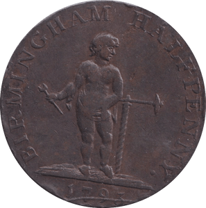 1793 HALFPENNY BIRMINGHAM TOKEN - HALFPENNY TOKEN - Cambridgeshire Coins