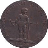1793 HALFPENNY BIRMINGHAM TOKEN - HALFPENNY TOKEN - Cambridgeshire Coins