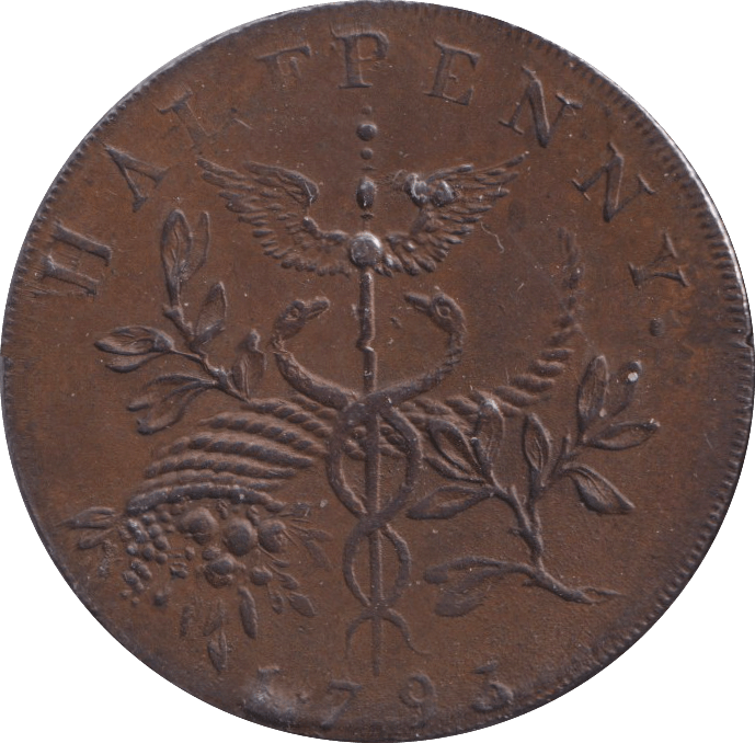 1793 HALFPENNY ISAAC NEWTON TOKEN 2 - HALFPENNY TOKENS - Cambridgeshire Coins